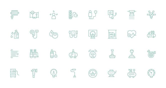 Pressure Design Icons featuring 32 in Thin Line Style Reusable Icon Set vector
