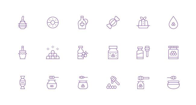 Minimal Line Style Sweetener Icons with 18 Vectors Flat Icon Set