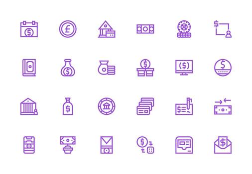 Deposit Design Icons featuring 24 in Thick Line Line Style Digital Product Icons for Fast Delivery vector