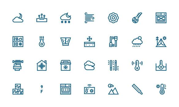 Temperature Design Icons featuring 28 in Bold Line Style Neatly Designed Icons for Web Platforms vector