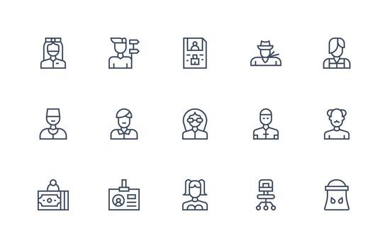 15 Regular Line Style Icons from Employee Collection Fully Editable Icon Set for Web vector