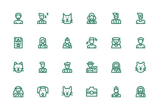 Thick Line Line Icons from Portrait Set with 24 Vectors Customizable Icon Series for Mobile Screens