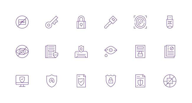18 Minimal Line Icons for Data Protection Graphics Professional Icon Pack for Development Work vector