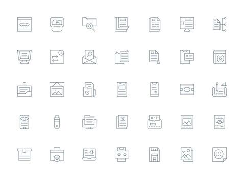 Light Line Icons from File Set with 35 Vectors Simple Icon Pack