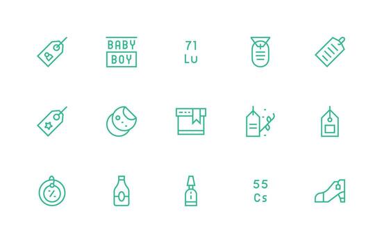 Regular Line Style Label Icons with 15 Vectors Design Icon Pack