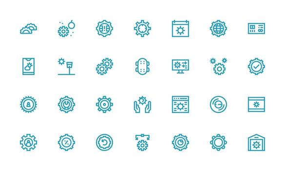 configuración diseño íconos presentando 28 en negrita línea estilo neutral estilo íconos para ninguna proyecto vector