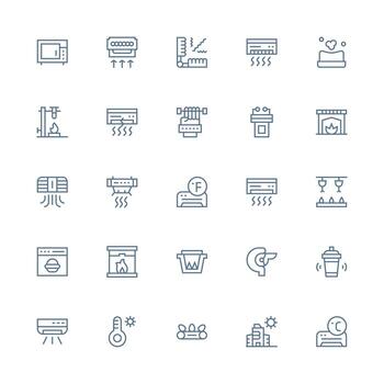 25 Medium Stroke Outline Vectors for Heating Theme Well-Structured Icons for Creative Use