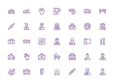 35 Regular Clean Line Vectors for Trauma Theme Flexible Icon System for Web Interfaces