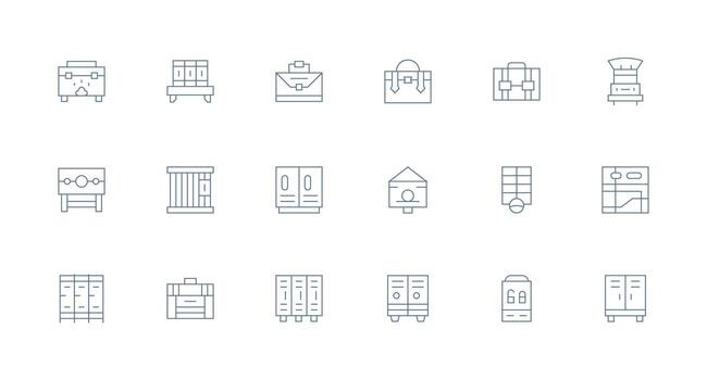 Locker Icon Collection with 18 Minimal Line Designs All Device Compatible Icon Set vector