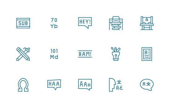 15 Regular Line Vectors for Typography Theme Balanced Icon Set for Functional Design