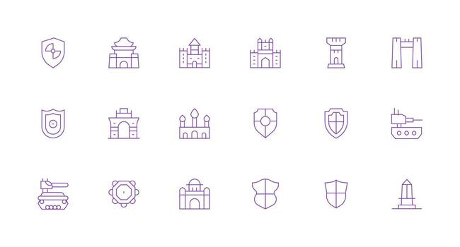 18 Minimal Line Style Icons from Fortification Collection Design Icon Pack vector