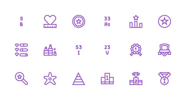 18 íconos para clasificación en fuerte carrera línea formato tablero icono serie vector