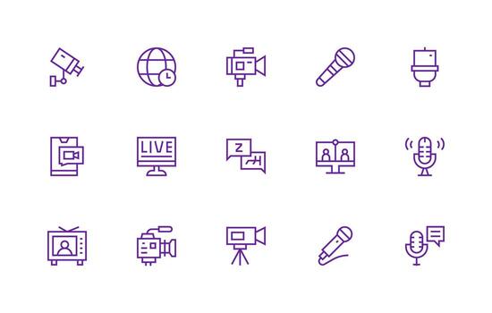 Live Design Icons featuring 15 in Regular Line Style High-Resolution Icons for Any Platform vector