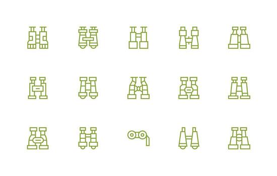 Spotting Scope Set with 15 Regular Line Icons Web and App Icon Pack Collection vector