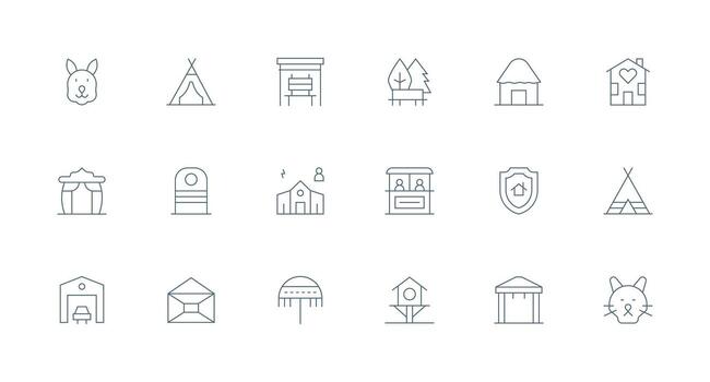 18 Minimal Line Icons for Shelter Graphics All-Purpose Icon Design Pack vector