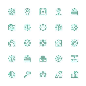 25 Icons for Optimization in Medium Stroke Outline Format Icon Collection Set vector