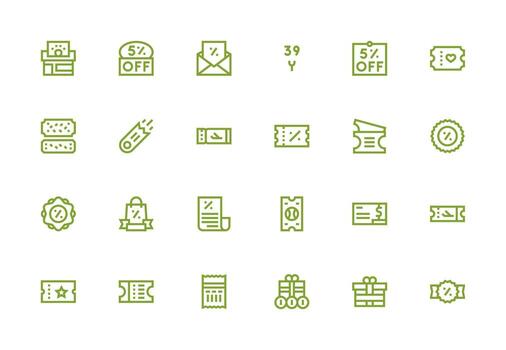Voucher Set with 24 Thick Line Line Icons Icon Pack for UI vector