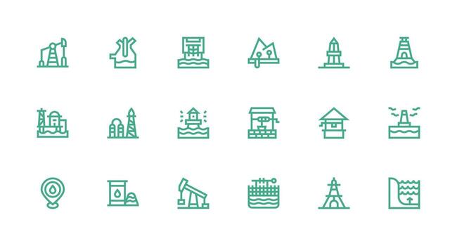 Strong Stroke Line Icons from Well Set with 18 Vectors Complete Icon Bundle for Web Design