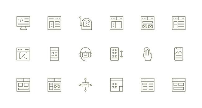 Responsive including 18 Minimal Line Illustrations Clean Icon Collection for Web Use vector