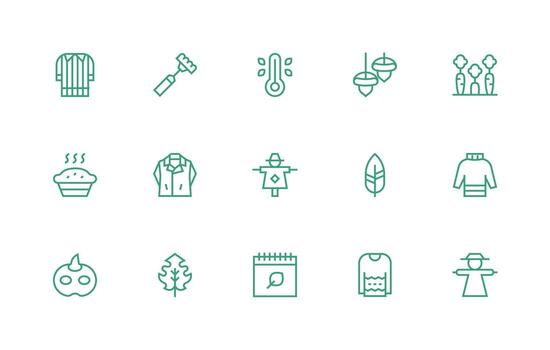 Regular Line Icons from Autumn Set with 15 Vectors All-Purpose Icon Design Pack