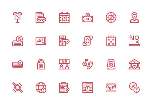 Unavailable Design Icons featuring 24 in Thick Line Line Style Scalable Icons for Cross-Platform Interfaces vector