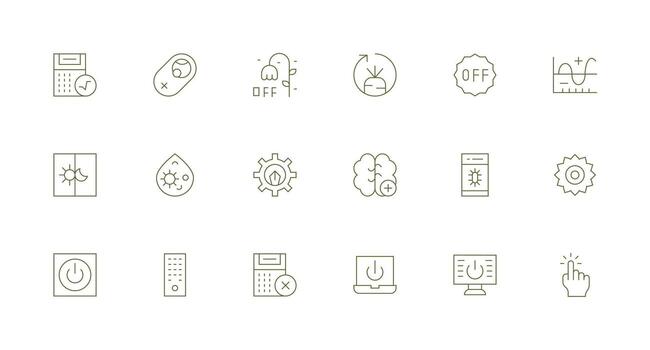 Function including 18 Minimal Line Illustrations Design Icon Pack vector