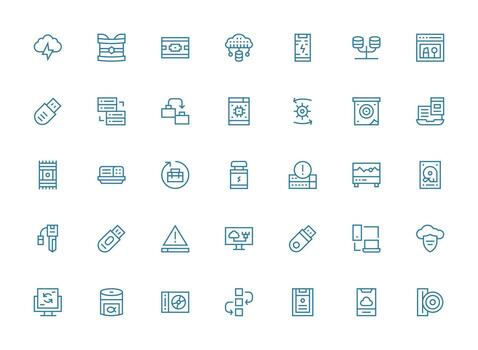 Backup Icon Collection with 35 Regular Clean Line Designs Interface Icons for Daily Use vector