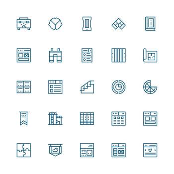 25 Medium Stroke Outline Style Icons from Section Collection Essential Icons for Rapid UI Building vector