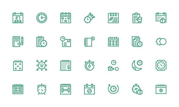 Schedule Icon Collection with 28 Bold Line Designs Reusable Icon Set vector