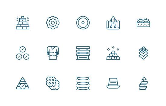 capas diseño íconos presentando 15 en regular línea estilo glifo icono serie vector