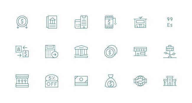 Commerce featuring 18 Icons in Minimal Line Design Glyph Icon Series vector