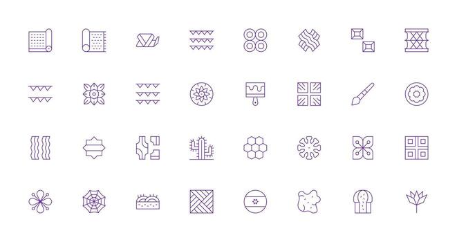 Texture featuring 32 Icons in Thin Line Design Glyph Icon Series vector