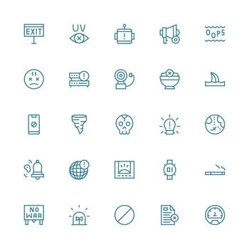 25 Medium Stroke Outline Style Icons from Warning Collection Clear and Concise Icon Set Collection vector