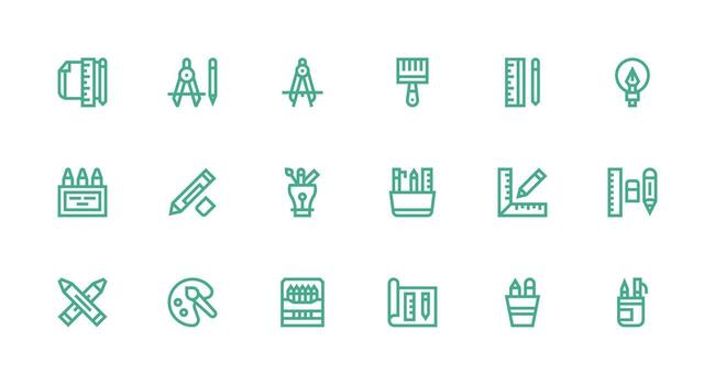 18 Strong Stroke Line Icons for Drawing Tools Graphics Multi-Purpose Icon Pack for Templates vector
