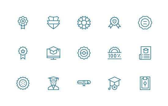 Regular Line Icons from Certification Set with 15 Vectors Flexible Icon System for Web Interfaces