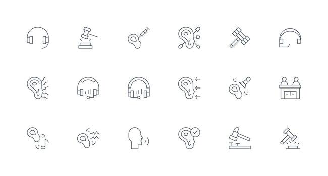 escuchando presentando 18 íconos en mínimo línea diseño icono conjunto vector