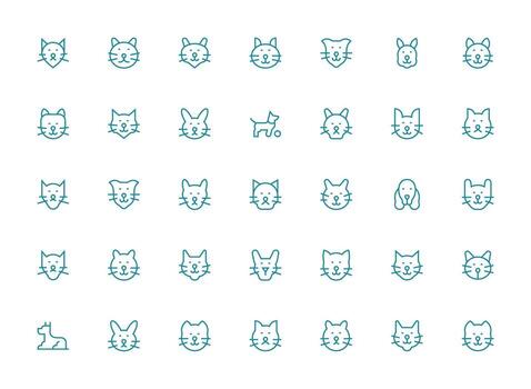 Mammal featuring 35 Icons in Regular Clean Line Design Icon Set for Web vector