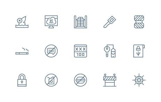 15 Regular Line Style Icons from Restricted Collection Organized Glyph Icons for Fast Design vector