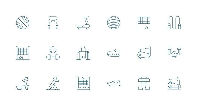 Physical Activity Visual Pack containing 18 Minimal Line Icons UI-Ready Icon Collection vector