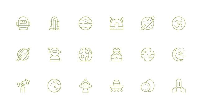 18 Minimal Line Style Icons from Universe Collection All Device Compatible Icon Set vector