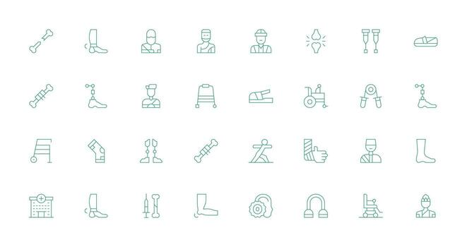 32 Icons for Rehabilitation in Thin Line Format Line Icon Collection vector