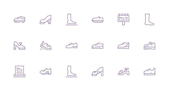 18 Minimal Line Icons for Shoe Graphics Well-Structured Icons for Creative Use vector