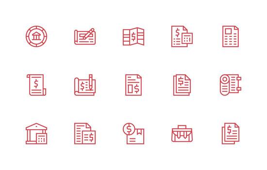 15 Regular Line Style Icons from Ledger Collection High-Quality Icon Pack vector