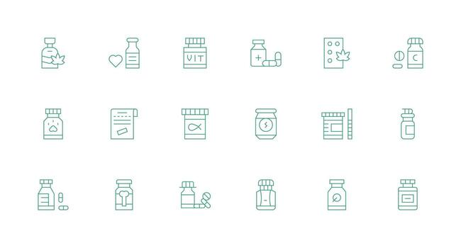 Minimal Line Icons from Supplement Set with 18 Vectors Essential Icons for Rapid UI Building