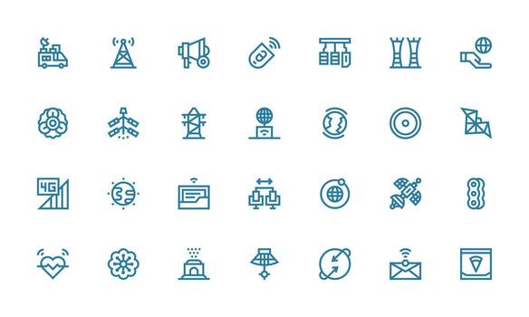 28 Bold Line Designs for Transmission Icons Clean Icon Collection for Web Use vector
