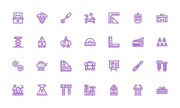 Bold Line Style Workshop Icons with 28 Vectors Complete Icon Bundle for Web Design