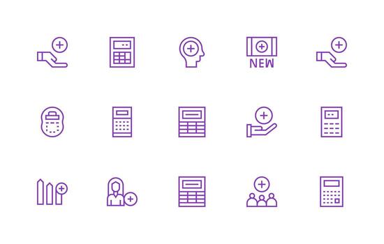 15 Regular Line Icons for Addition Graphics Display Icon Pack vector