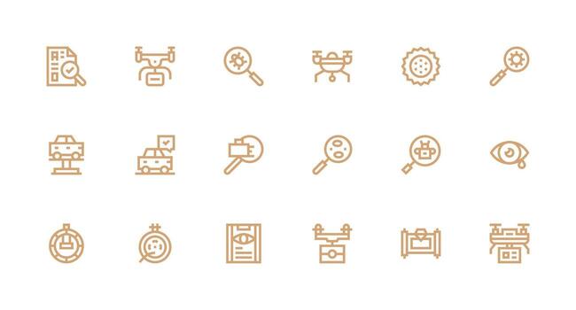 Inspection Icon Collection with 18 Strong Stroke Line Designs Fully Editable Icon Set for Web vector