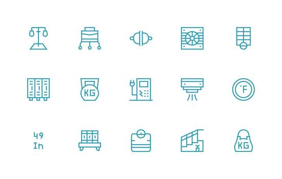 Unit Icon Collection with 15 Regular Line Designs Quick Access Icons for UI Development vector