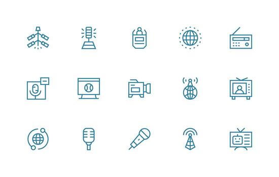 15 Regular Line Designs for Broadcast Icons All-Purpose Icon Design Pack vector